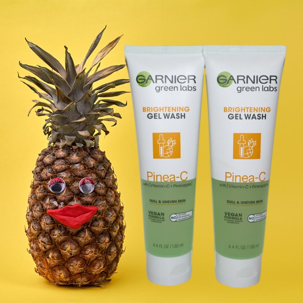 2 x Garnier Green Labs Brightening Gel Face Wash Pinea C Vegan Formula 4.4 oz ea
